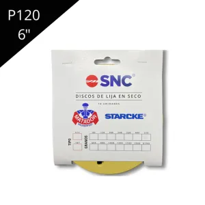 Imágen Discos de lija Velcro Starcke 6'' (150 mm) Grano 120 15 PERF