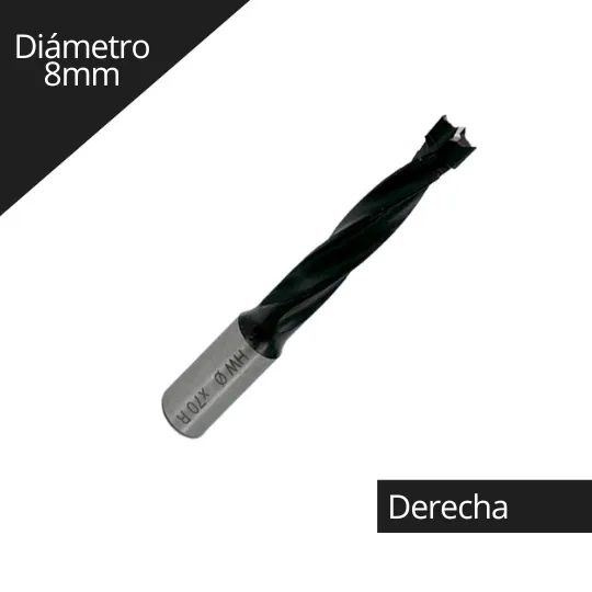 Broca para Madera Plana /Ciega 8x70mm derecha