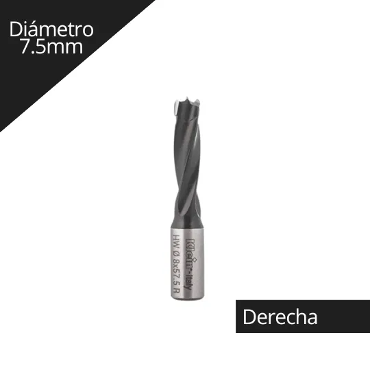 Broca para madera Plana/ Ciega 7.5 x 70mm derecha
