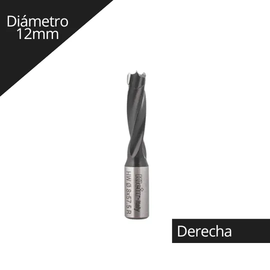 Broca para madera Plana /Ciega 12 x 70mm derecha