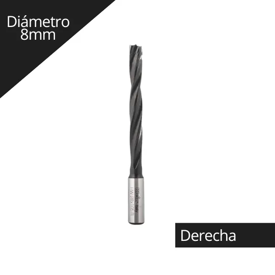 Broca para madera Plana /Ciega  8 x 105mm derecha