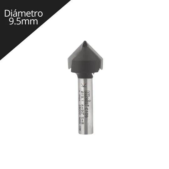 Fresa para madera en V diámetro 9.5mm