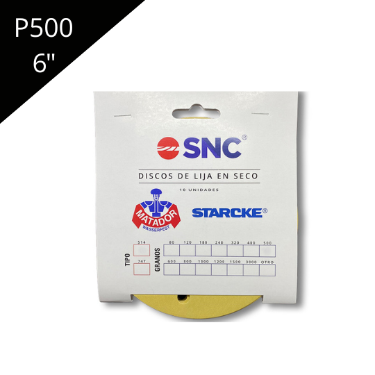 Discos de lija Velcro Starcke 6'' (150 mm) Grano 500 15 PERF