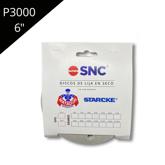 Discos de Lija 747 Velcro Starcke 6'' (150 mm) Grano 3000 15 PERF