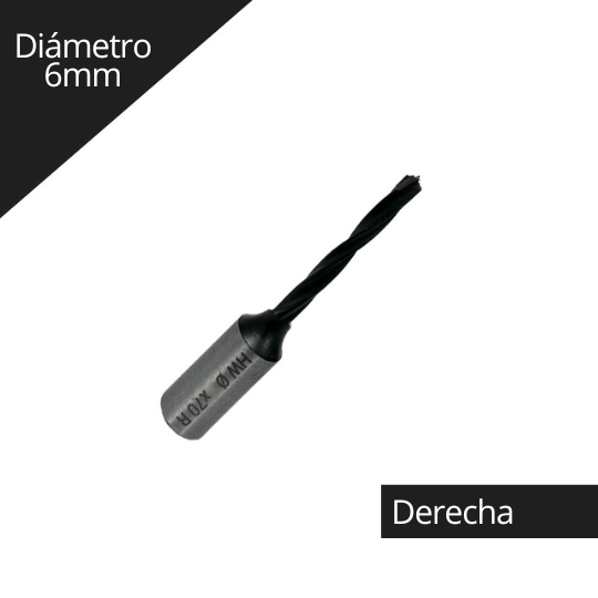 Broca para Madera Plana /Ciega 6mm derecha Corta